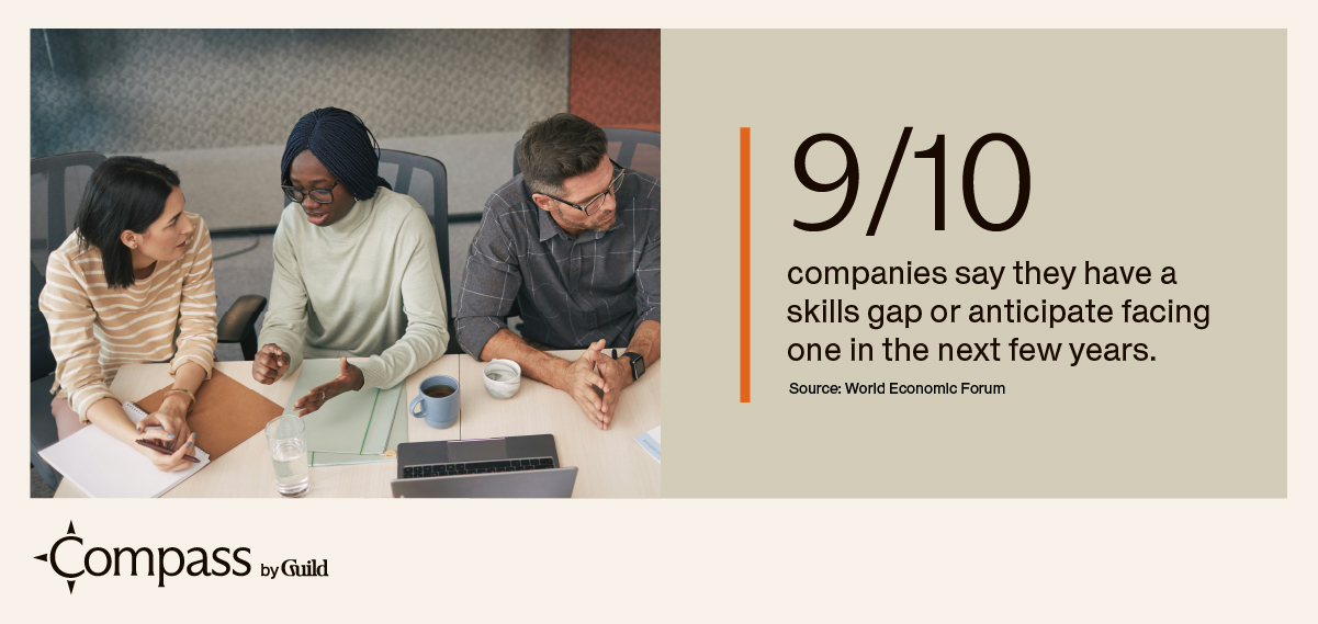 stat: 9 out of 10 companies say they have a skills gap or anticipate facing one in the next few years. 
